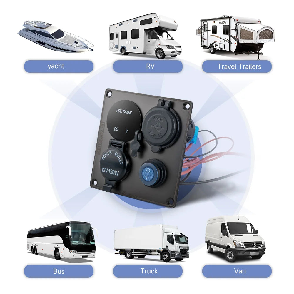 Dual Port Usb 36W On Off Digital Led Voltmeter For Car Splitter Cigarette Lighter Socket 12V QC Adapter 3.0 Quick Phone Charger