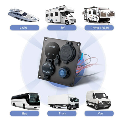 Dual Port Usb 36W On Off Digital Led Voltmeter For Car Splitter Cigarette Lighter Socket 12V QC Adapter 3.0 Quick Phone Charger