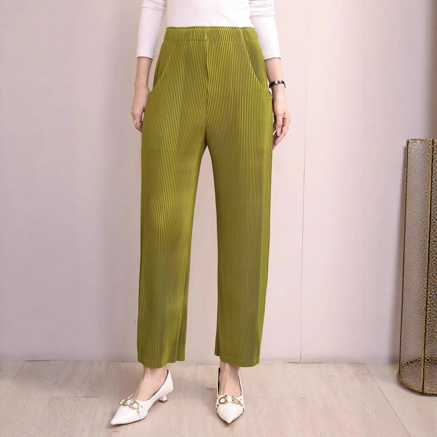 Miyake Pleated Fall Women Pants New High-waisted Thin Casual Pants Temperament Fashion Versatile Office Commuting Women's Pants