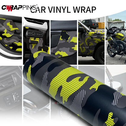 Motorcycle Adhesive Vinyl Wrap Car Cover Yellow Accessories Auto Jeep Off-Road Camouflage Film Vehicle Decoration Car Body Films