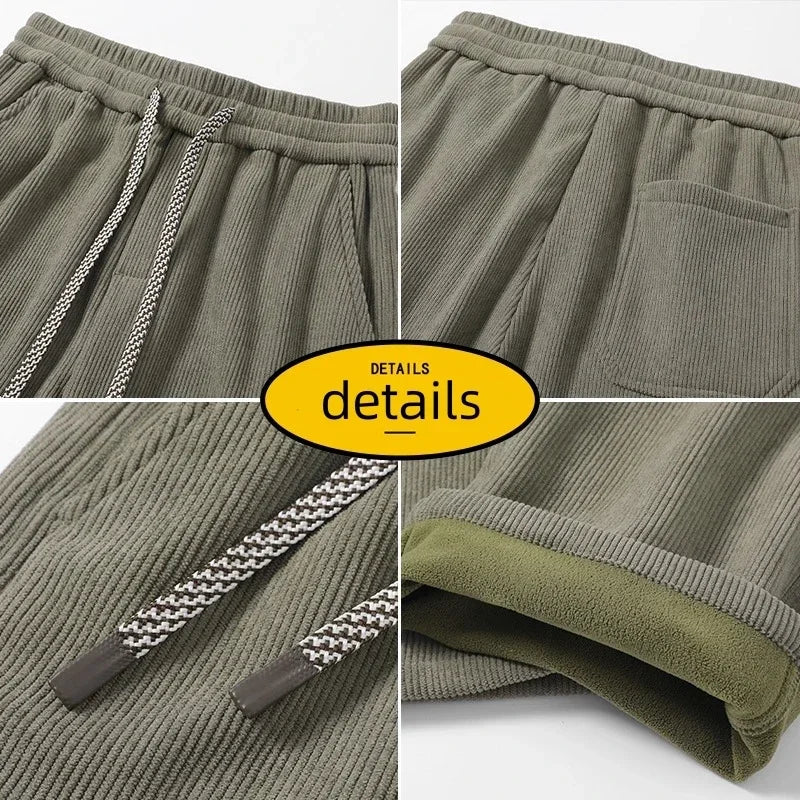 Winter Woolen Cargo Pants Thickened Men Casual Pants Solid Trousers Straight Leg Outdoors Streetwear Comfortable Fabric Unisex