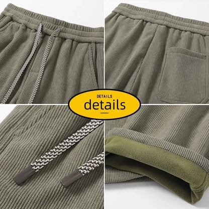 Winter Woolen Cargo Pants Thickened Men Casual Pants Solid Trousers Straight Leg Outdoors Streetwear Comfortable Fabric Unisex