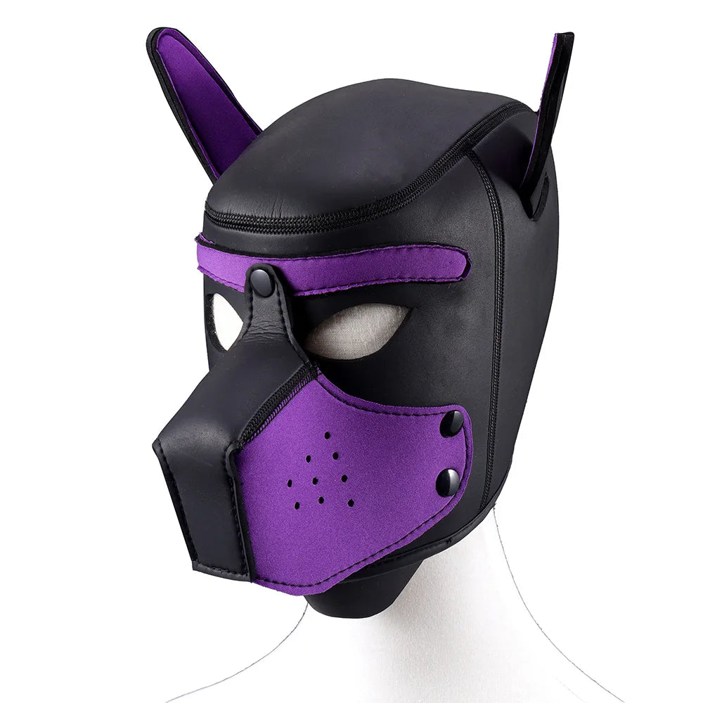 Party Masks Pup Puppy Play Dog Hood Sexy Neck Collar BDSM Bondage Kit Cosplay Full Head Ears Halloween Mask Sex Toy For Couples