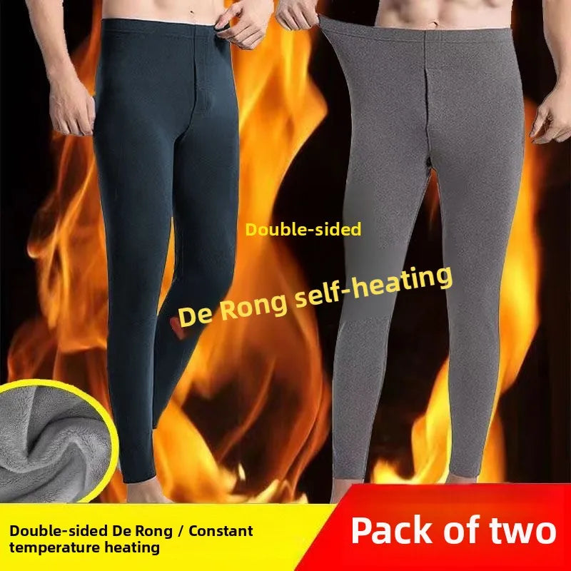 Double-Sided German Velvet Men's Thermal Pants Inner Wear Autumn Winter Fleece Heating Constant Temperature Large Size Bottom...