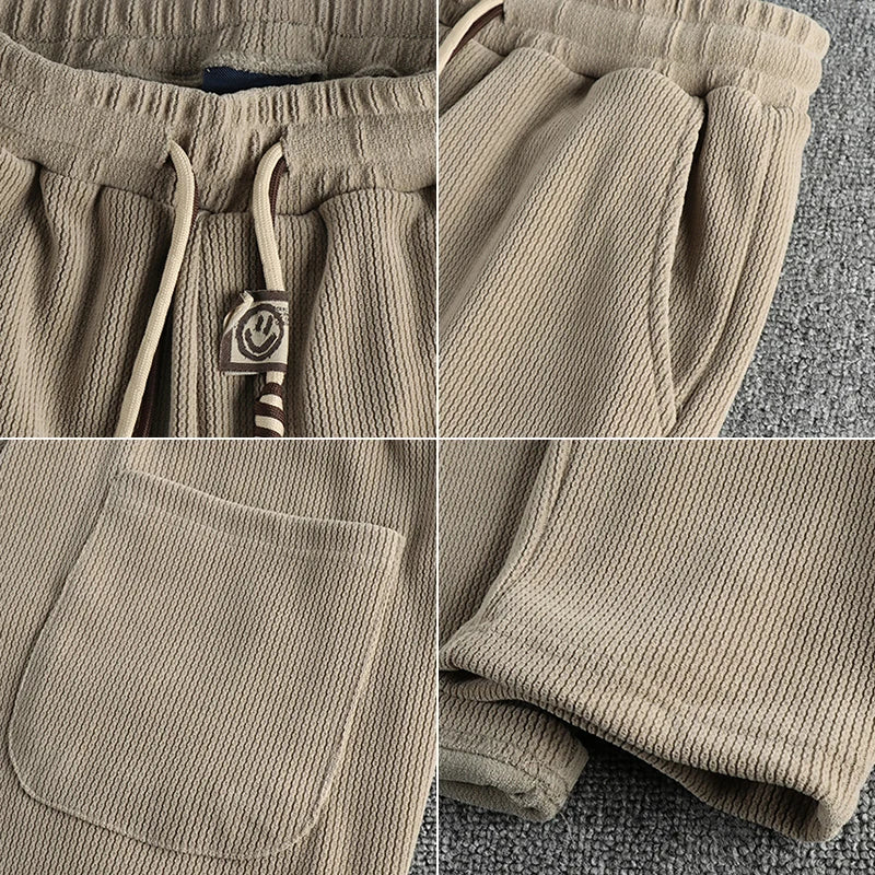 915# Autumn New American Retro Chenille Knitted Sweatpants Men's Simple Heavyweight Loose Straight Casual Sports Youth Pants