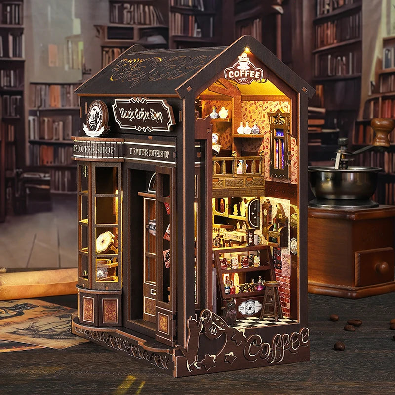 DIY Book Nook Wooden Dollhouse Furniture Light Kit Doll House Casa Miniature Accessories Handmade Wooden Toys Birthday Gifts