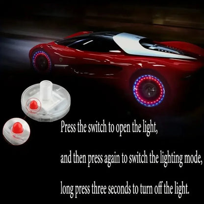 4pcs Solar-Powered LED Wheel Lights for Cars & Motorcycles - Smart Tire Valve Caps with 4 Modes No Battery Required
