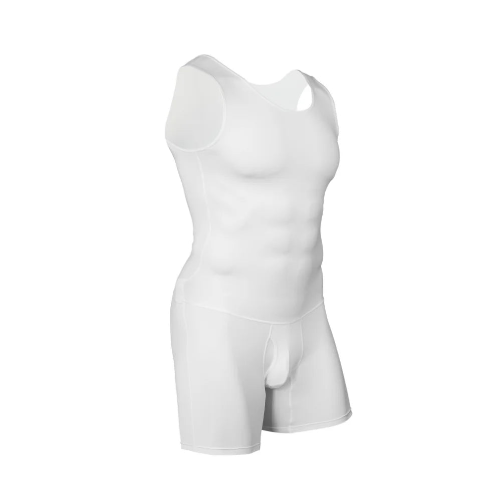 Men's Shapewear Bodysuit Tummy Control Slimming Shirt, Breathable Comfort with Back Opening for Easy Wear, Workout Body Shaper