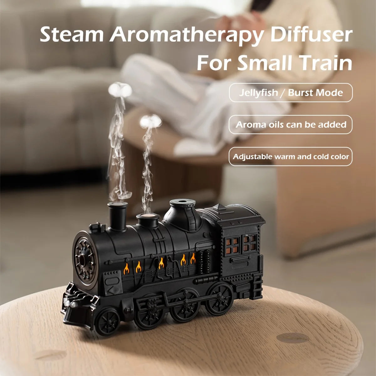 2025 NEW Mini Train Shape Essential Oil Diffuser with Light Cool Mist Air Humidifier Aromatherapy Diffuser for Home Office
