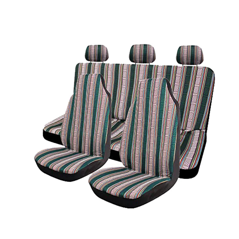 AUTO PLUS Car Seat Covers Set Baja Saddle Blanket Weave Universal Fit Most Car Seat Protection Steering Wheel Cover Protector