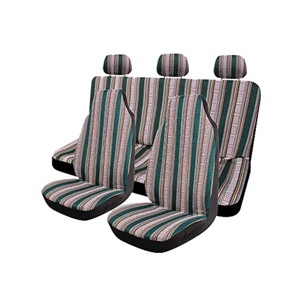 AUTO PLUS Car Seat Covers Set Baja Saddle Blanket Weave Universal Fit Most Car Seat Protection Steering Wheel Cover Protector