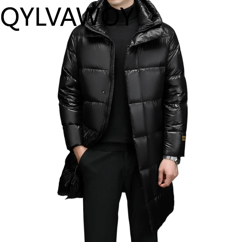QYLVAWOY 90% Goose Down Jacket Man Winter Thickened Parkas Hooded Puffer Coats Warm Light Weight Down Jackets casaco masculino