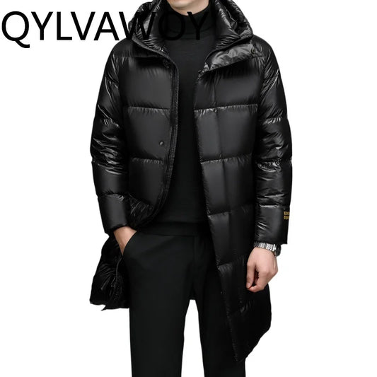 QYLVAWOY 90% Goose Down Jacket Man Winter Thickened Parkas Hooded Puffer Coats Warm Light Weight Down Jackets casaco masculino