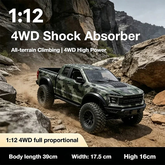 HX New F-150 Raptor 1:12 Large Scale 4WD Off-Road Vehicle Pickup Truck Remote Control Model Car RC Climbing Car Toy F150 Raptor