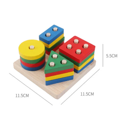 Montessori Wooden Rattles For Baby Crib Toys Baby Rattle Educational Musical Wooden Toys Children Development Games Wood Puzzles