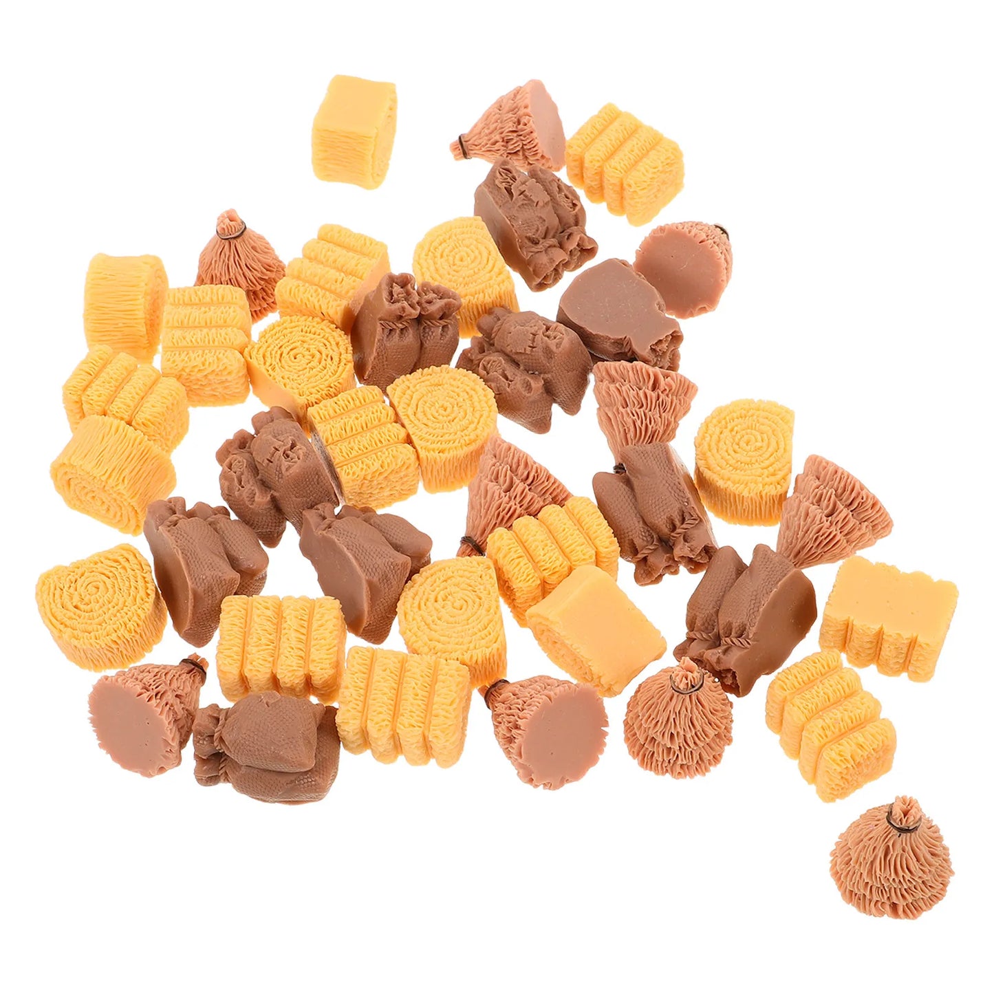 40Pcs Mini Hay Bales Miniature Farm Haystack Resin Decoration for DIY Craft Sand Table Mini Scenery Home Garden Decor