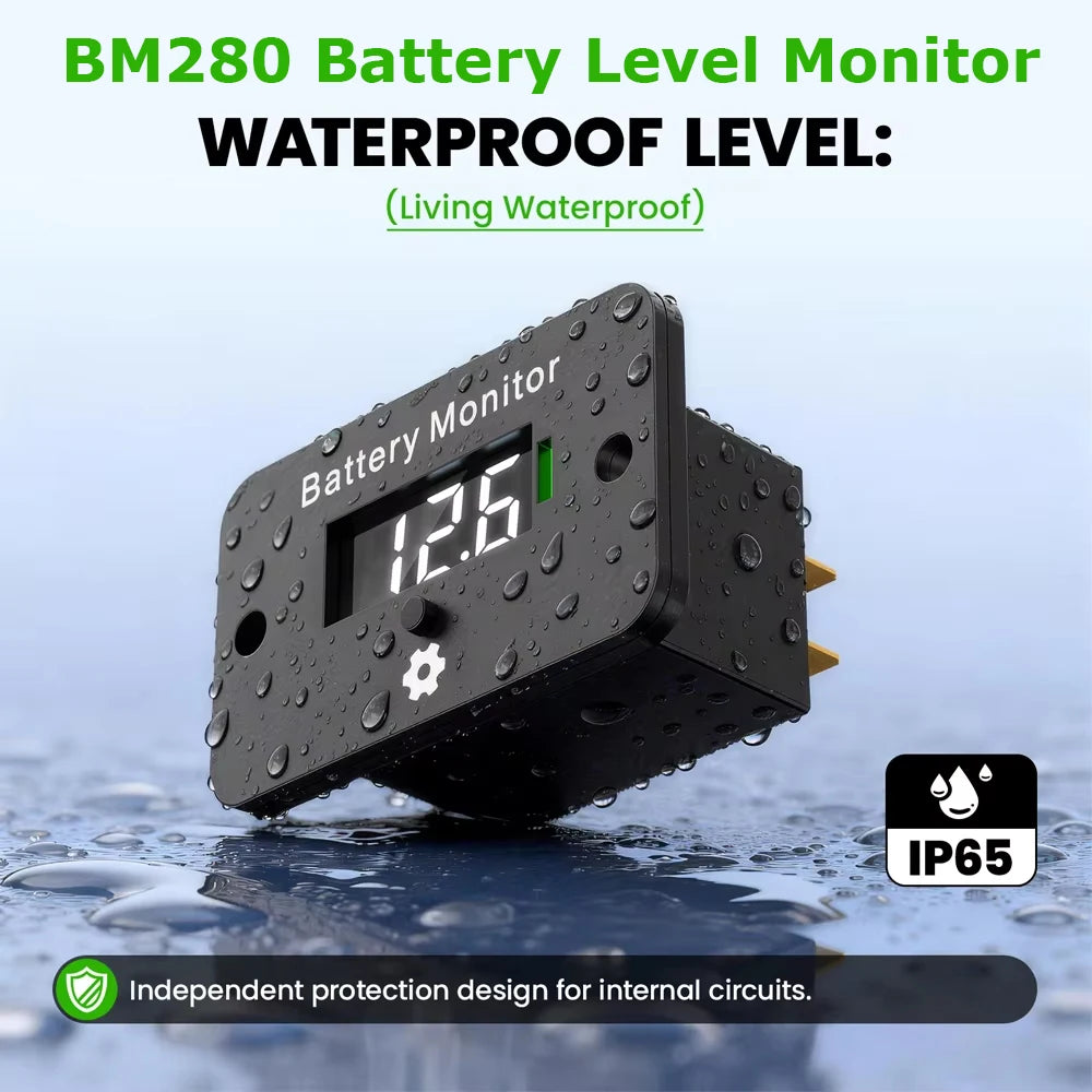 2026 New Upgrade BM280 Battery Level Monitor 12V 24V 36V 48V 60V 72V LCD Battery Voltage Meter for Golf Cart Club Car RV