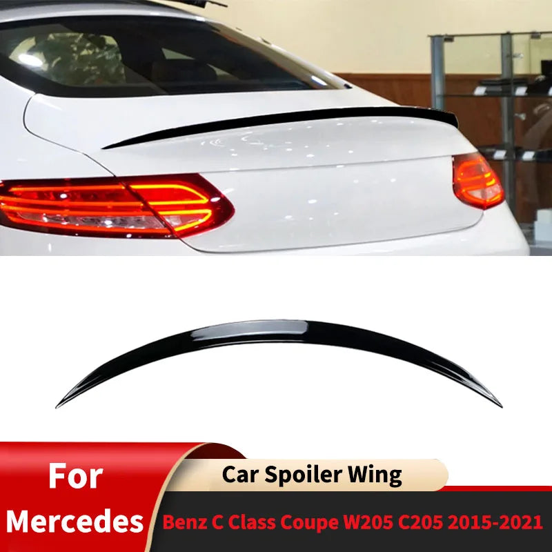 For Mercedes Benz C Class W205 C205 C43 C63 C180 C200 C300 C350 AMG Coupe 2015-2021 Rear Car Spoiler Wing Trunk Splitter Lip