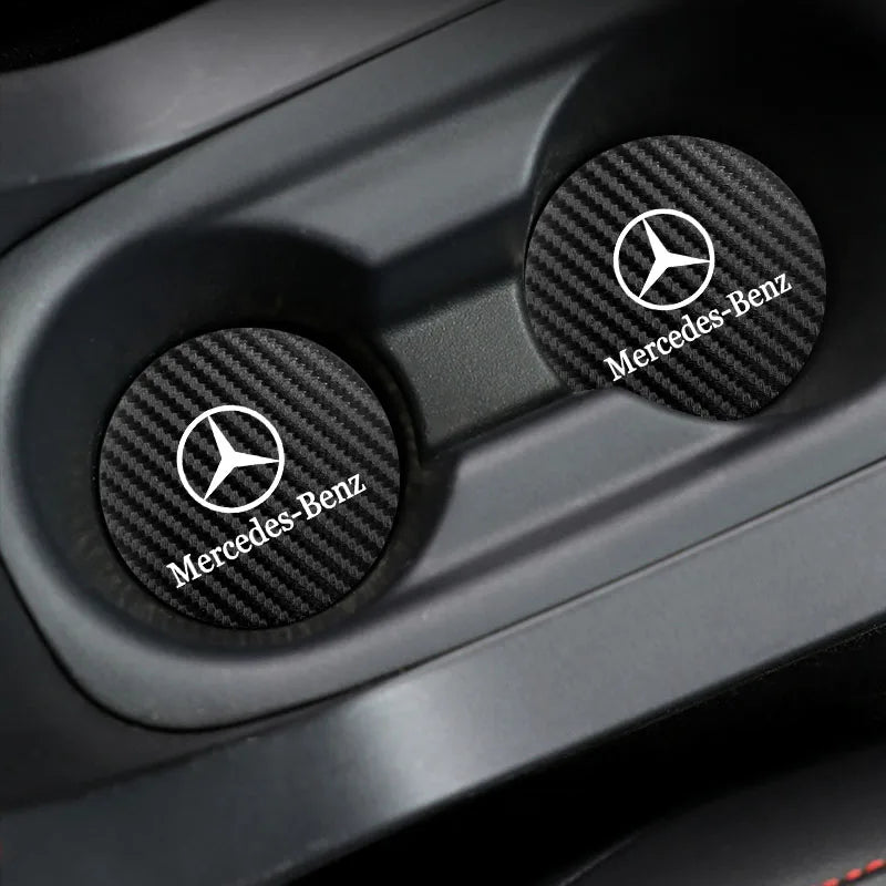 2Pcs Car Coasters Water Cup Mats Waterproof Slot Pads For Mercedes Benz AMG Smart W205 C300 W203 W206 W108 W124 W126 W140 W168