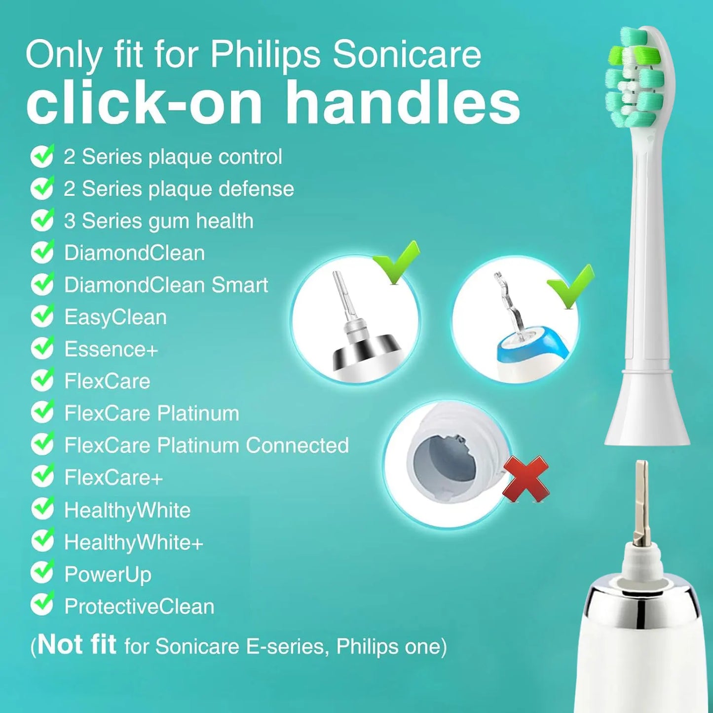 4-16pcs Replacement Toothbrush Heads for Phillips Sonicare Electric Toothbrush Click-on Handles,Soft Dupont Bristles Replacement