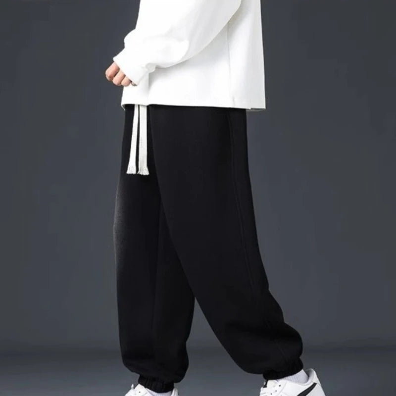 Thick Warm Casual Trousers for Men Fleece Lined Loose Fit Joggers Perfect for Teen Boys School Days Cold Weather Outings