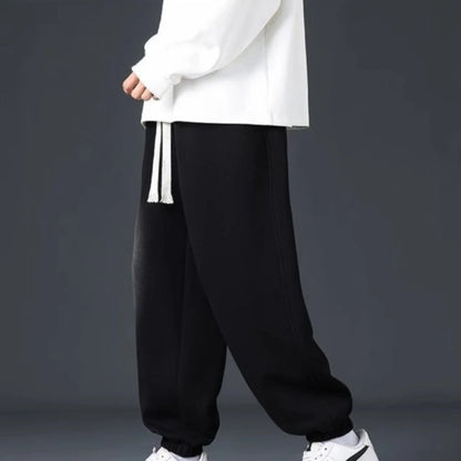 Thick Warm Casual Trousers for Men Fleece Lined Loose Fit Joggers Perfect for Teen Boys School Days Cold Weather Outings