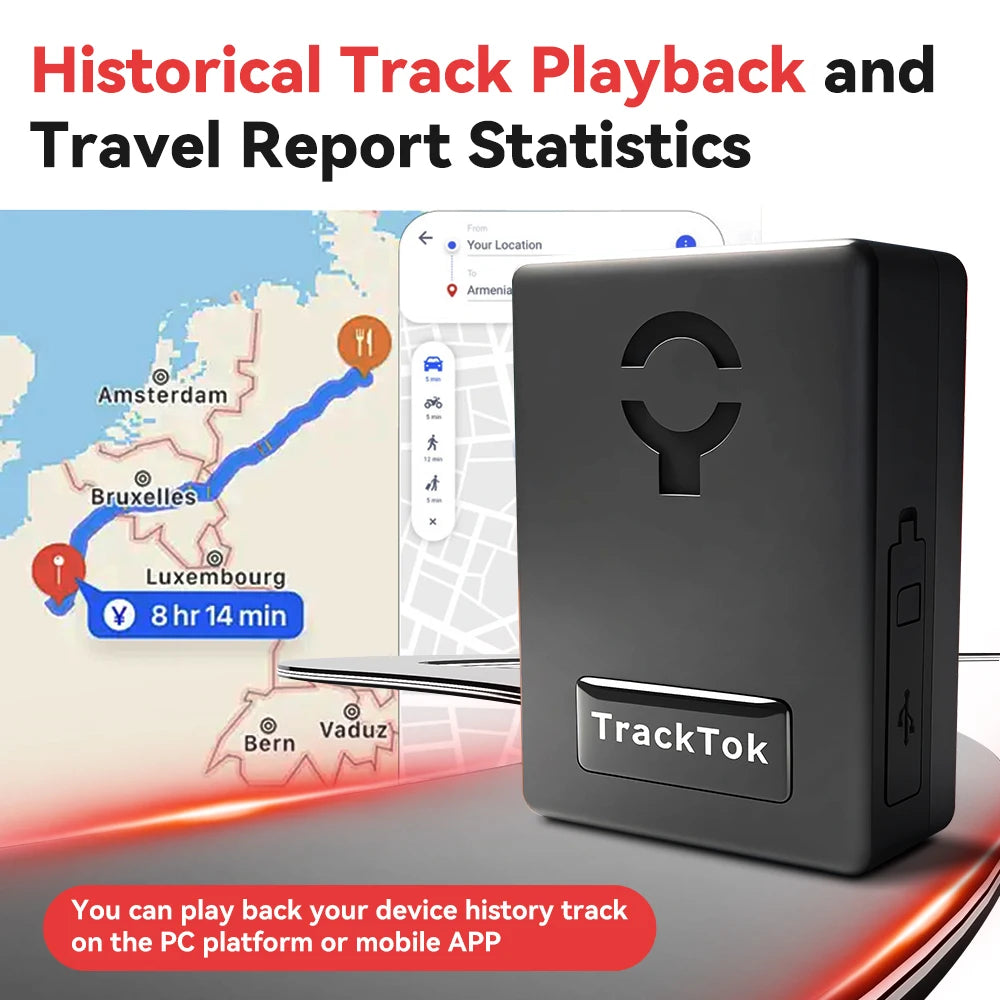 4G GPS Tracker Car Locator Vehicle Long Standby GPS Locator Magnet Waterproof 20000mAh Battery Real Time Position Free Web APP