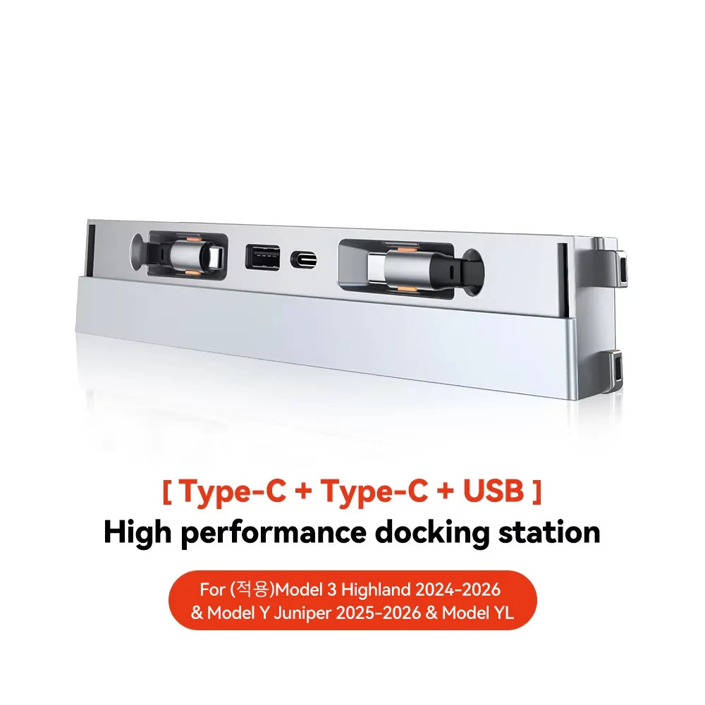 YZ For Tesla Model 3 Y/YL Highland Juniper 2026 54W Quick Charger USB Shunt Hub Intelligent Docking Station Car Adapter Power