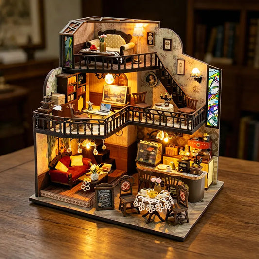 DIY Wooden Miniature Doll House 3D Puzzle Assembly Building Toys Kits Small Room Dollhouses Wooden Toys For Xmas Gifts