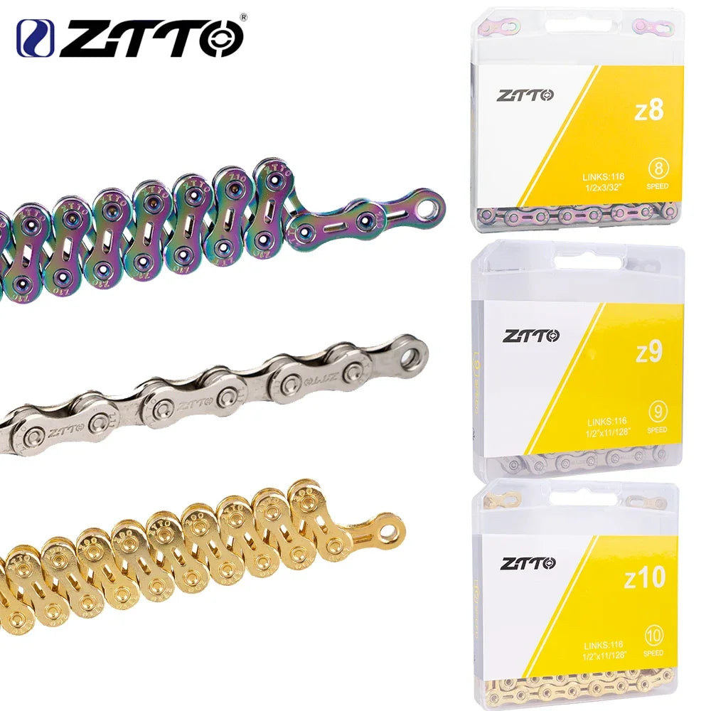 ZTTO Bicycle 116 Links 8Speed 9Speed 10Speed Chain MTB Road Bike Chains Power Lock High Quality Current Cycling Accessories
