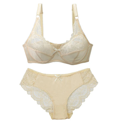 2024 New Sexy 34/75 36/80 38/85 40/90 42/95 44/100 BCDE Bras Set For Women Push Up Underwear Lace Bow Ladies Lingerie