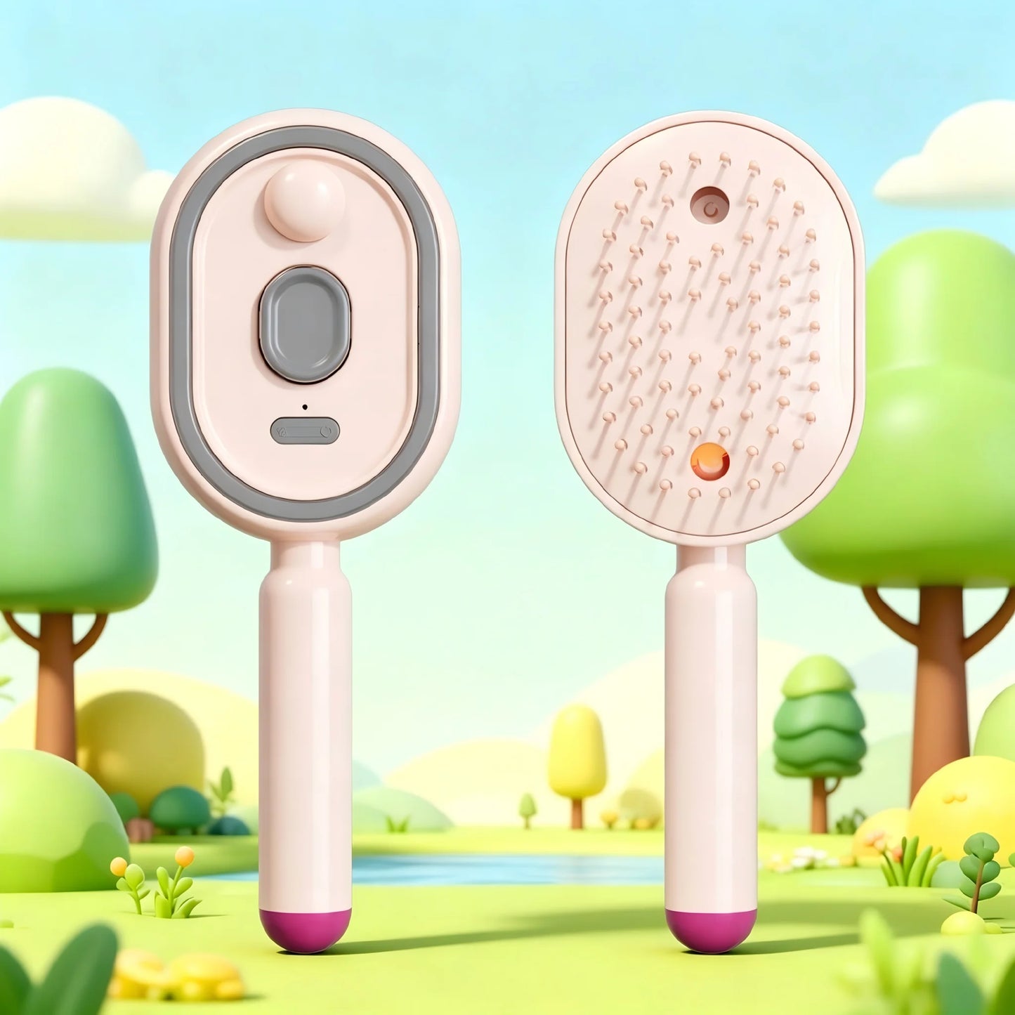 Self Cleaning Hair Brush with Mist Spray Scalp Massager Anti Frizz Detangling Comb Portable Rechargeable Hair Care Tool
