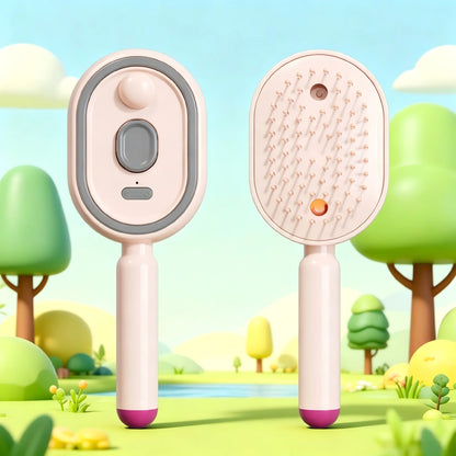 Self Cleaning Hair Brush with Mist Spray Scalp Massager Anti Frizz Detangling Comb Portable Rechargeable Hair Care Tool
