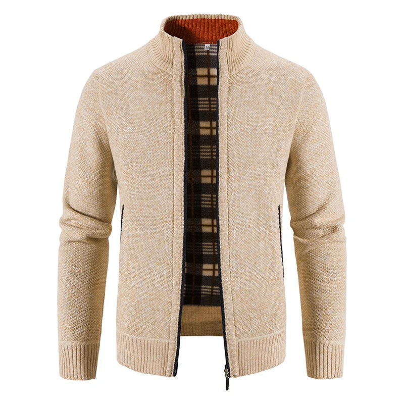 Men Sweater Jacket Winter Autumn Cold Coat Fleece Zipper Cardigan Soft Jumpers Turtleneck Warm Y2K High Quality Outerwear
