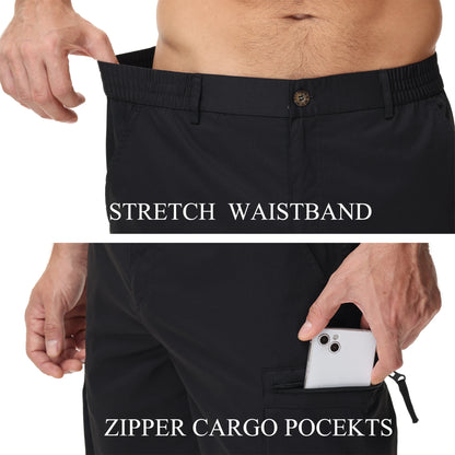 Men's Summer Breathable Cargo Shorts Loose Casual  Elastic Waist Multi-Pocket shorts Suitable for Outdoor Sports And Daily Wear