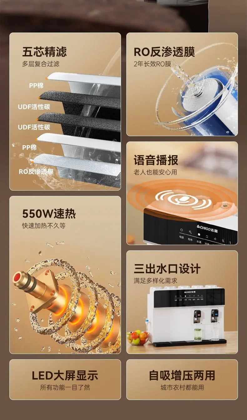 Water purifier heating all-in-one machine household direct drinking wall-mounted tap water RO filter water dispenser NEW 220V