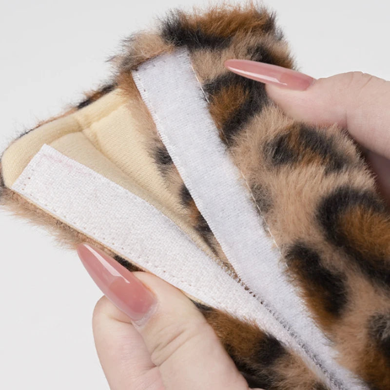 Women's New Leopard-print Car Seat Cushion Winter Plush Warm Non-slip Seat Cover Fashion Full Set Automobile Interior Decoration