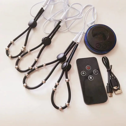 Silicone Cock Rings Male Penis Trainer Massage Male Testis Stimulation Remote Control 8 Modes Electric Shock Adult Toys for Men