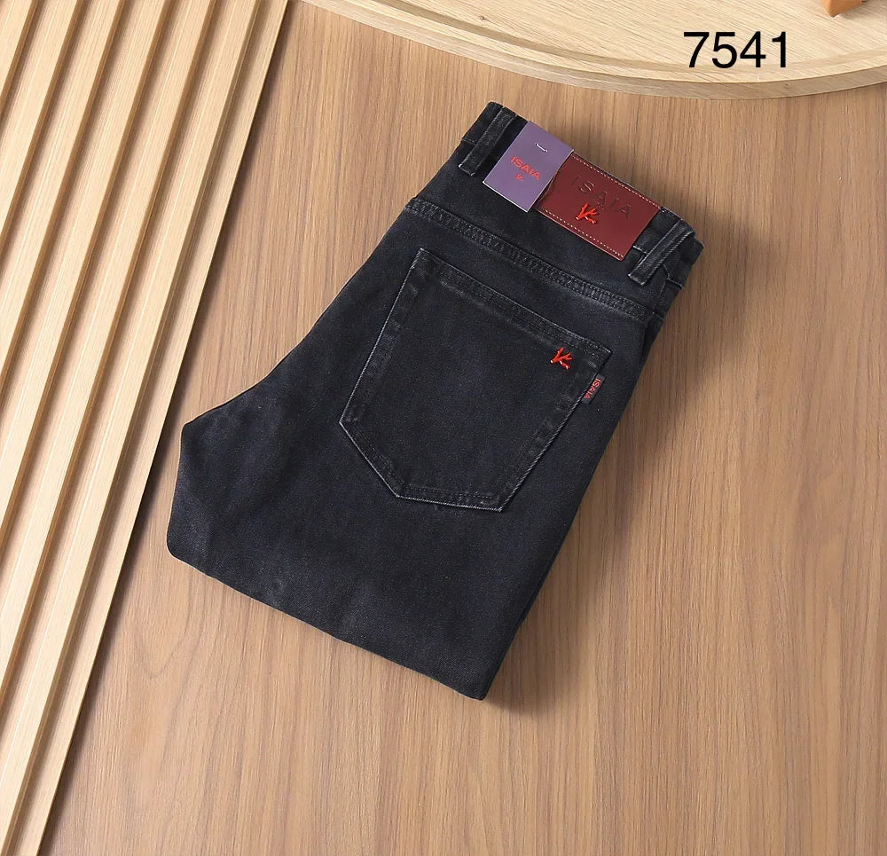 OECHSLI Jeans Thick Cotton Men 2025 Autumn Winter new Embroidery casual comfort zipper casual straight size 30-40 Pants