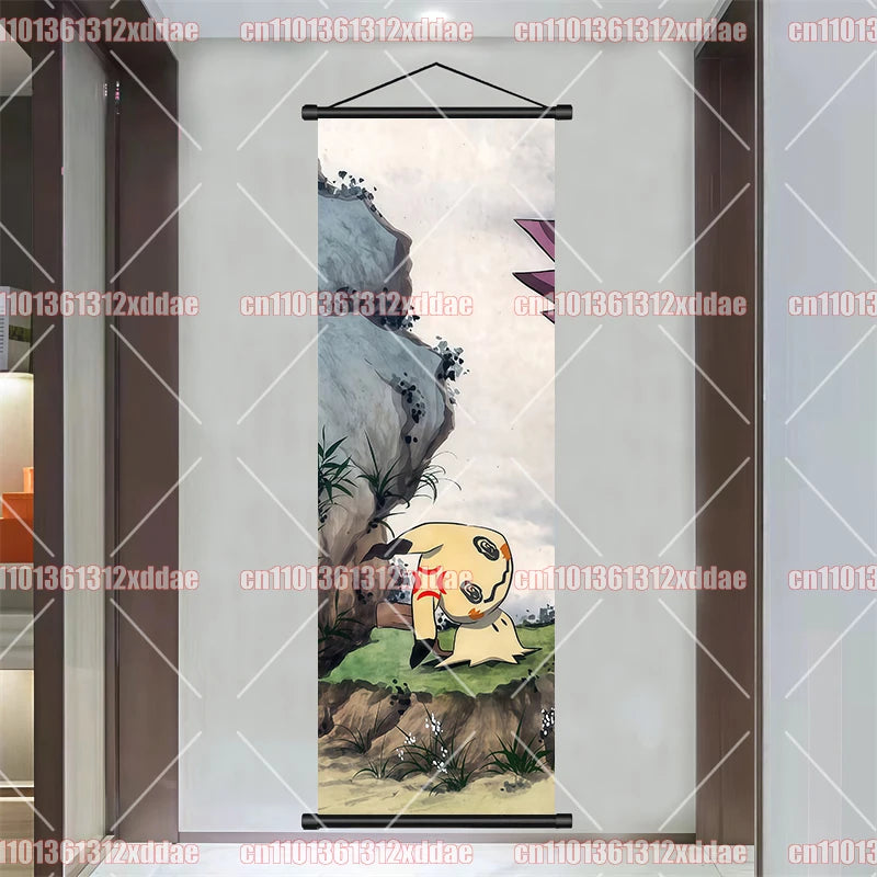 Pokémon Anime Poster Art Scroll Painting Rayquaza Pikachu Entei Squirtle Bulbasaur Gengar Snorlax Friends Children Holiday Gift