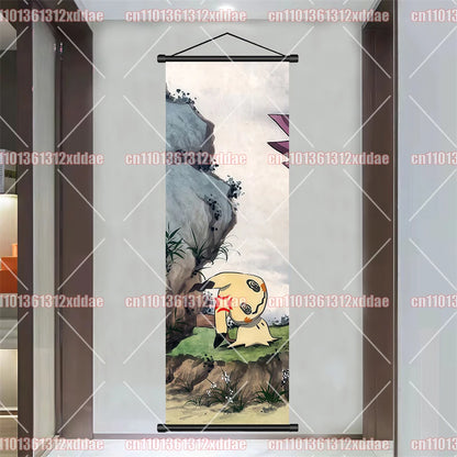 Pokémon Anime Poster Art Scroll Painting Rayquaza Pikachu Entei Squirtle Bulbasaur Gengar Snorlax Friends Children Holiday Gift