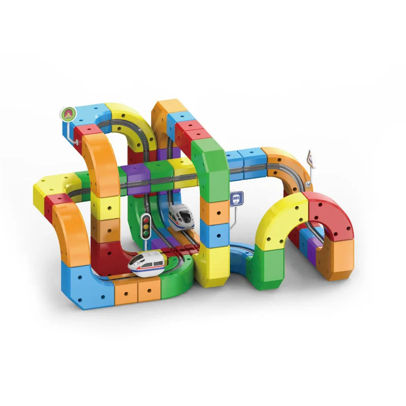 DIY Stem Magnetic Track Car Magnetic Sheet Children'S Puzzle Toy Electric Magical Magnetic Block Anti Gravity Toy Birthday Gift