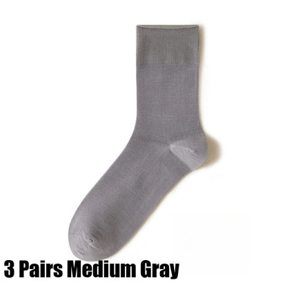 3/6PairsMen's Silk Socks Summer Thin Crew Socks Ultra Thin Antibacterial Deodorant Sweat Wicking Breathable Solid Seamless