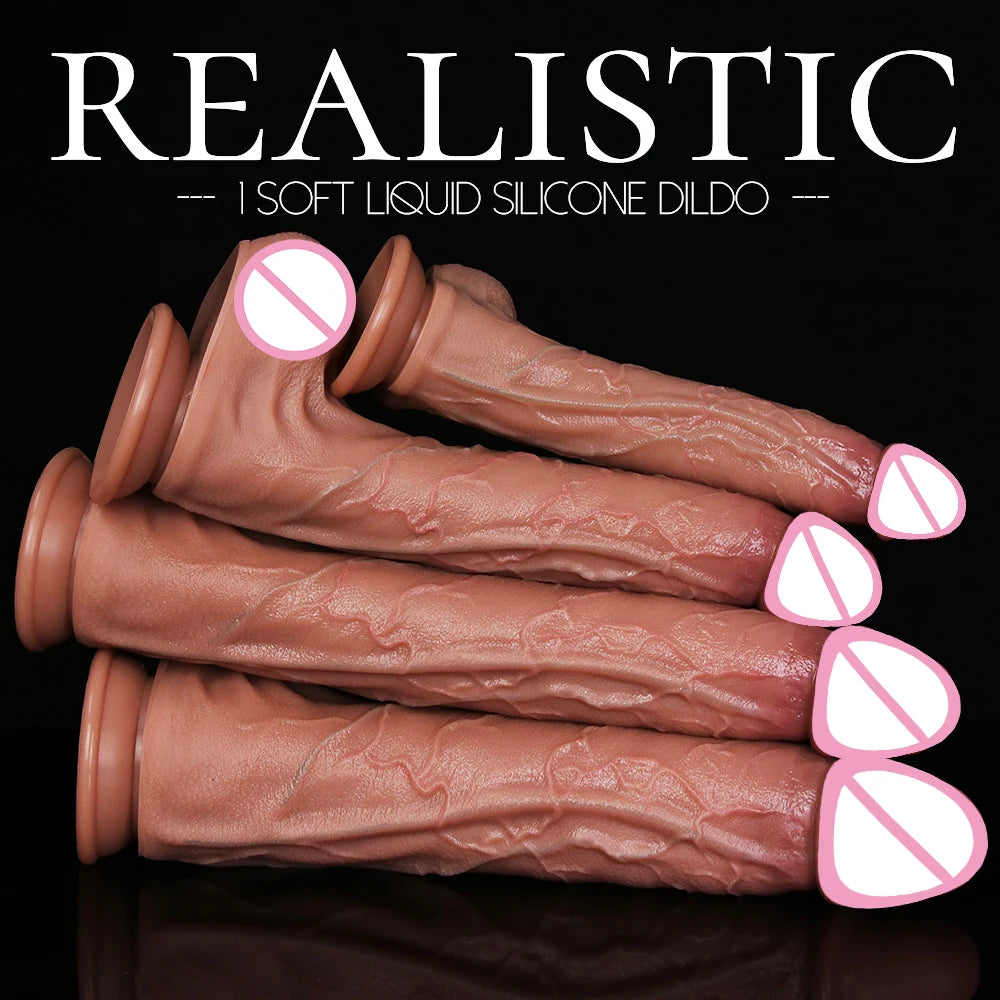 3Colors Penis Super Realistic Veins Soft Dildo Male Silicone Genitals Vaginal Masturbation Suction Cup Dick Woman Anal Sex Toy