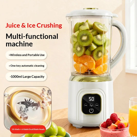 1000 ML Household Juicer Blender Ice Crusher Dual-blade digital display juicer USB Rechargeable Electric Fruit Juice Machine