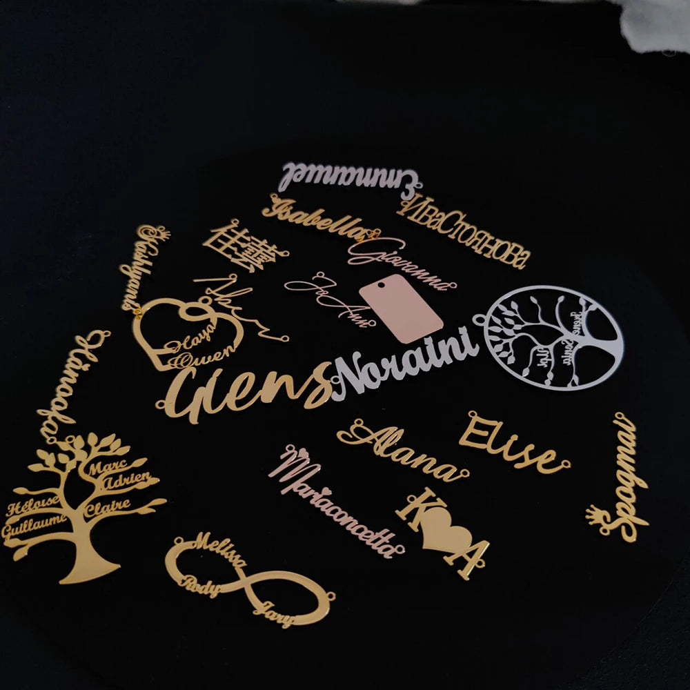 Personalized Name Pendant Letter Logo Stainless Steel Stitch Nameplate DIY Decorative Sign Plate Wholesale