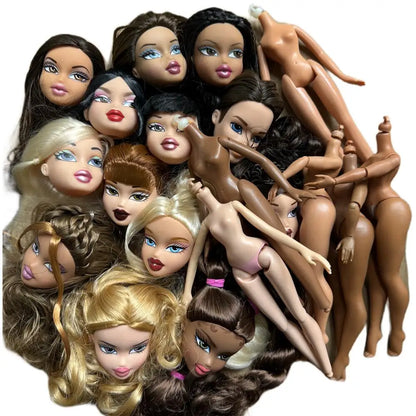 2001 Version Rare Face Doll Heads Classical Sexy Mouth White Brown Skin Colorful Hair Girls Boys Doll Parts For Collectors