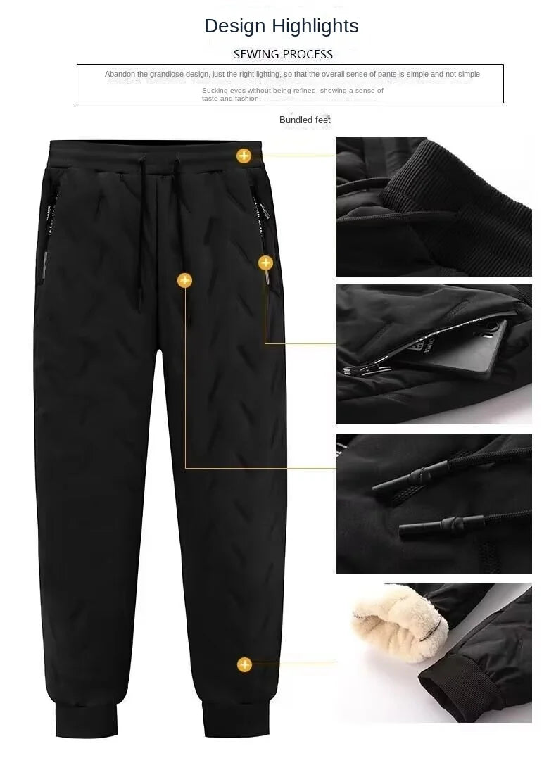 Winter cotton pants for men, plus fat, plus extra size, lamb wool, plus thick wool, winter outerwear, warm, loose, dirt resistan