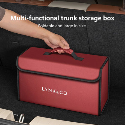 Car Trunk Storage Box Fit For LYNK&CO 01 02 03 05 06 07 08 09 10 Z10 Z20 900 2024 2025 Storage Bag Leather Car Trunk Tool Box