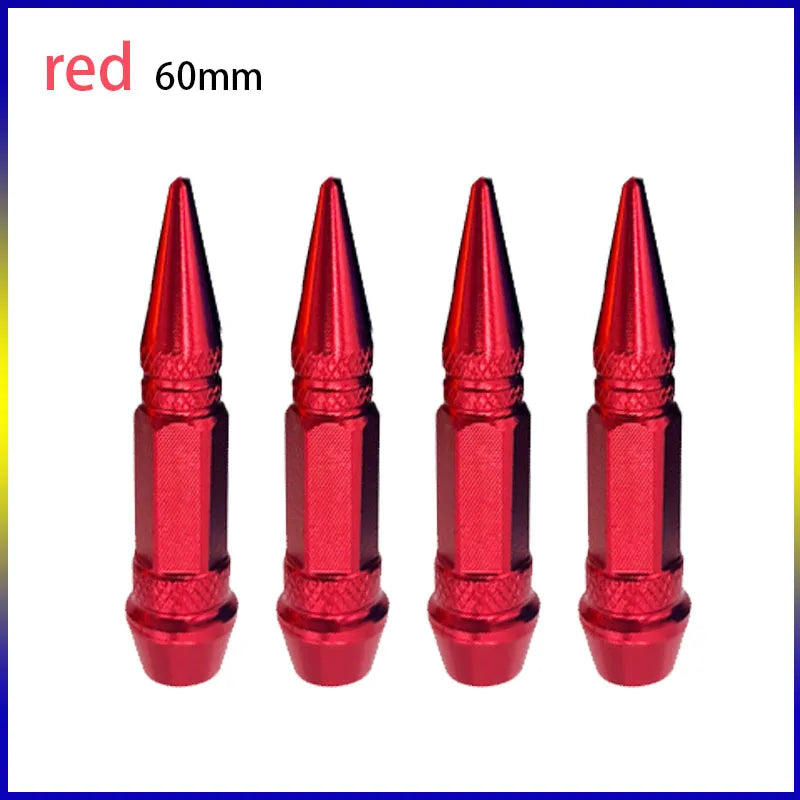 4pcs 45mm 60mm Universal Car Tire Valve Stem Cap Wheel Rim Stem Spike Shaped Dust-proof Air Metal Cap Cover for Motorcycle